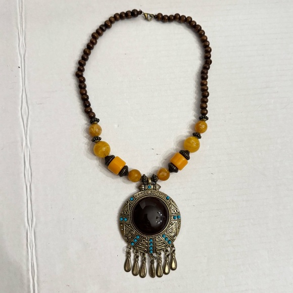 Beaded Statement Necklace African Necklace Boho Ethnic Tribal Pendant Jewelry - Picture 10 of 16